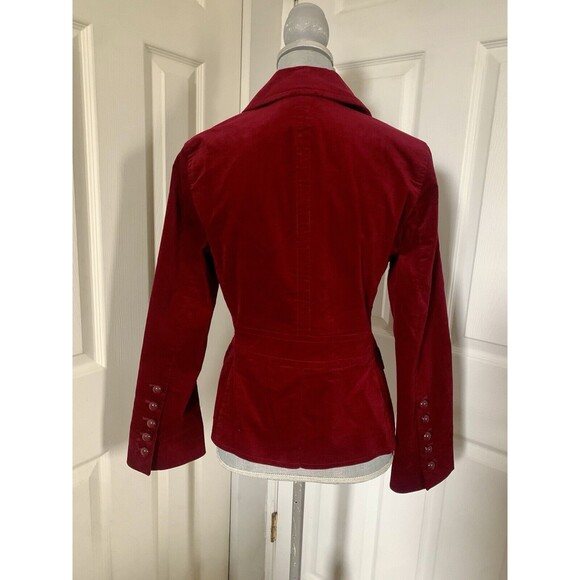 Talbots Blazer Jacket Womens Size 8P Petite Red Velvet Double Breasted - Picture 2 of 9